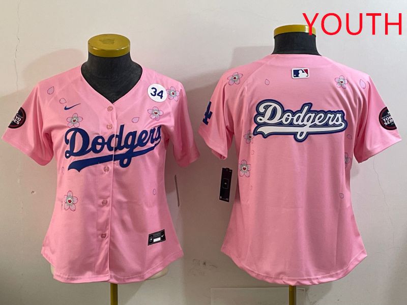 Youth Los Angeles Dodgers Blank Pink Sakura Edition 2025 Nike MLB Jersey style 16